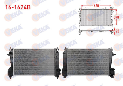 Veka 16-1624B Water Radiator Brazing Chevrolet Aveo (T300) 1.3 D M-T 2011-2015 — Radiators & Fans