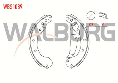 WALBURG WBS1089 Brake Shoe Rear Opel Combo B 1.2 with Lever 229X51 mm 1994-2001 / Opel Combo B 1.4 — Brake Cables & Hardware