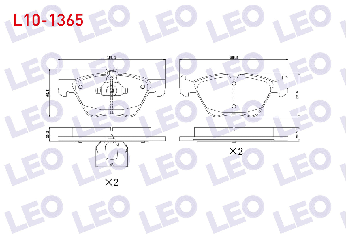 LEO L10-1365 Brake Pad Front Mercedes E Series (W210) E 280 1995-2002 / (W210) E 320 CDI 1995-2002 / (W210) E 27 — Brake Pads