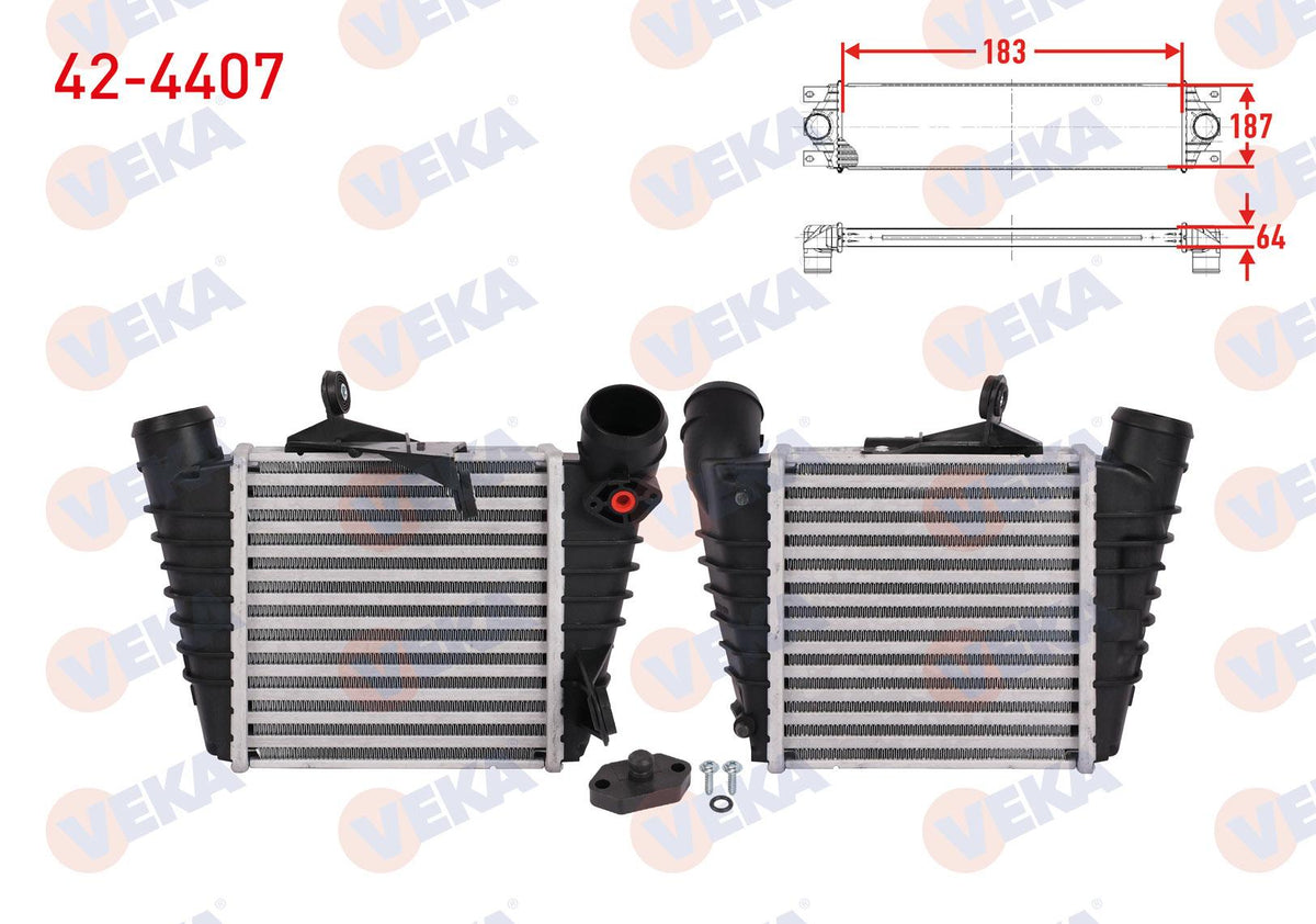 Veka 42-4407 Turbo Radiator (Intercooler) Volkswagen Polo (9N_) 1.4 TDI 2001-2012 — Radiators & Fans