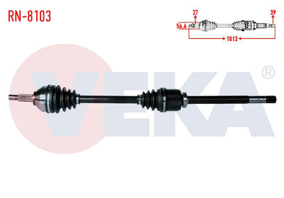 Veka RN-8103 Complete Axle Right Front Length 1013mm Renault Traffic II 2.0 dCi 2001-2014 / Opel V — Axles, CV Joints & Boots
