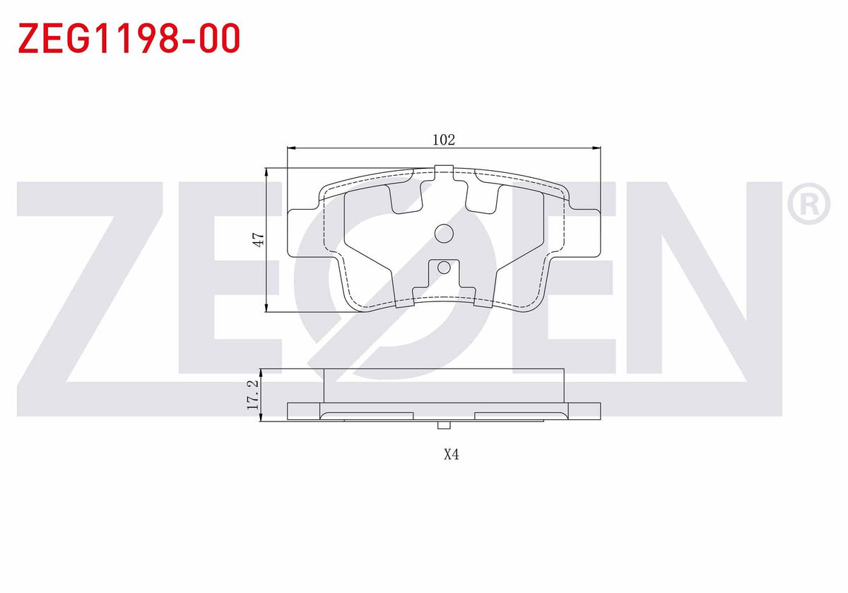 Zegen ZEG1198-00 Brake Pad Rear Fiat G.Punto (199) 1.4 2005-2012 / Linea (323) 1.6 Mjt 2007-/ G.Punto (199) 1.4 — Brake Pads