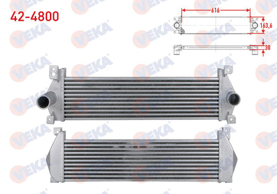 Veka 42-4800 Turbo Radiator (Intercooler) Ssangyong Actyon I 2.0 XDi 4X4 2005-2012 / Actyon Sports I 2.0 X — Radiators & Fans