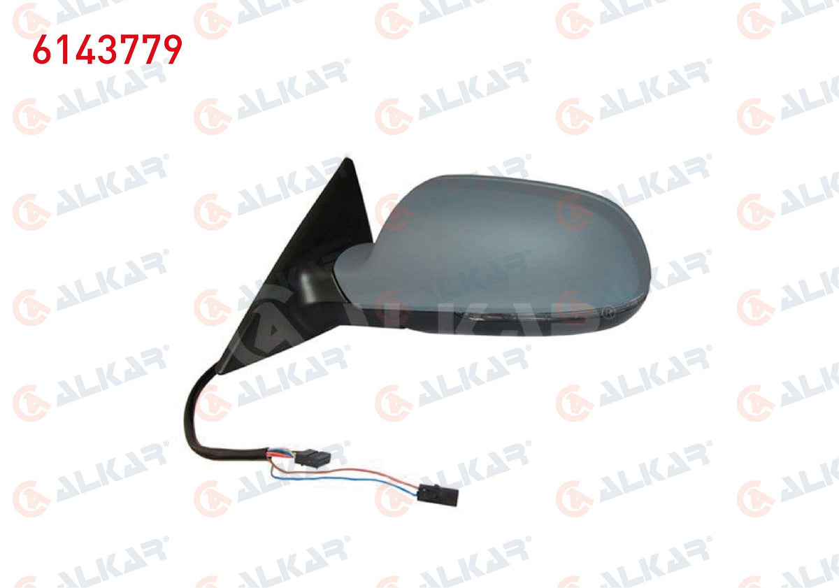 Alkar 6143779 Outer Rear View Mirror Left Primed Folding Heated Electric with Turn Signal 12 Pin — Tail, Signal & Reflectors