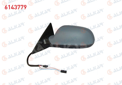 Alkar 6143779 Outer Rear View Mirror Left Primed Folding Heated Electric with Turn Signal 12 Pin — Tail, Signal & Reflectors