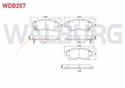 WALBURG WDB207 Brake Pad Front with Wear Indicator Cable Drilled Toyota Corolla (_E10_) 1.3i 1992-1997 / Corolla — Brake Pads