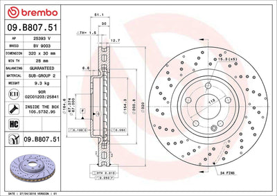 Brembo 09B80751 Brake Disc Front Mercedes W176 W246 C117 X117 X156 — Brake Rotors & Drums