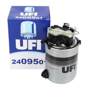 UFI diesel fuel filter for Renault Kaleos 2017, Close-up of UFI diesel fuel filter UFI Diesel Fuel Filter - Compatible with Renault Kaleos 2017 1.6 dCi R9M | Original Manufacturer UFI Diesel Fuel Filter for Renault Kaleos 2017 ufi, diesel-fuel-filter, renault-kaleos, car-parts, automotive, vehicle-maintenance, engine-parts, fuel-filter, car-owners, ai-generated