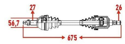 Veka RN-8075 Complete Axle Left Front Renault Kangoo 3 1.5 dCi 2008-; Mercedes Citan W415 1.5 CDI — Axles, CV Joints & Boots