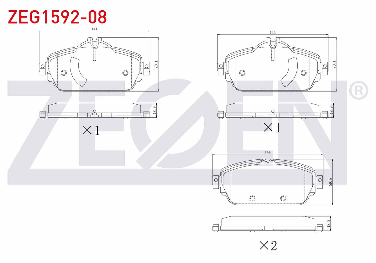 Zegen ZEG1592-08 Brake Pad Front Mercedes C Series (W205) C 180 2014-/ C Series (W205) C 180 Bluetec 2014 — Brake Pads