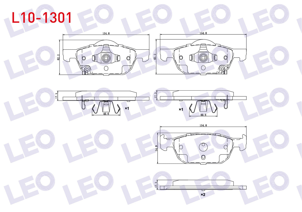 LEO L10-1301 Brake Pad with Wear Indicator Front Honda Accord VIII (Cu) 2.0 I-Vtec 17.80mm 2008 — Brake Pads