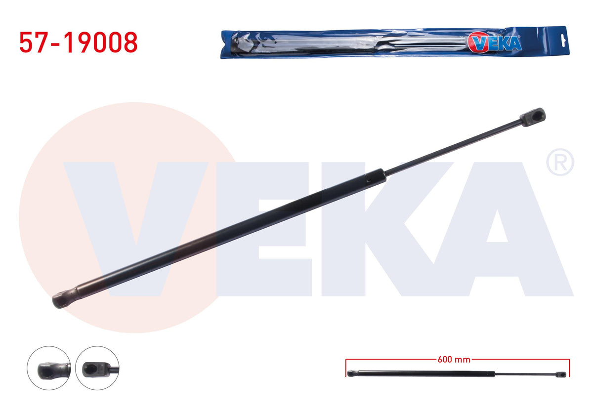 Veka 57-19008 Trunk Gas Strut 600mm / 440N Ford Fiesta V 2001-2008 — Support Rods & Struts