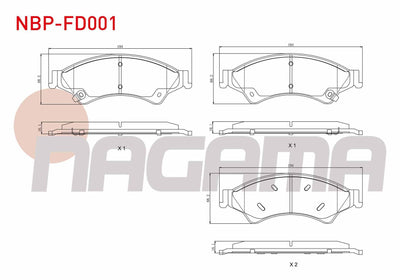 NAGAMA NBP-FD001 Brake Pad Front with Wear Indicator Ford Ranger (Tke) 2.2 TDCi 4X4 2011-/ Ranger (Tke) 2.5 TDCi 4X4 2011-/ Ranger 3.0 TDCi 4X4 2011-/ Mazda Bt-50 2.5 Cd 4X4 2006