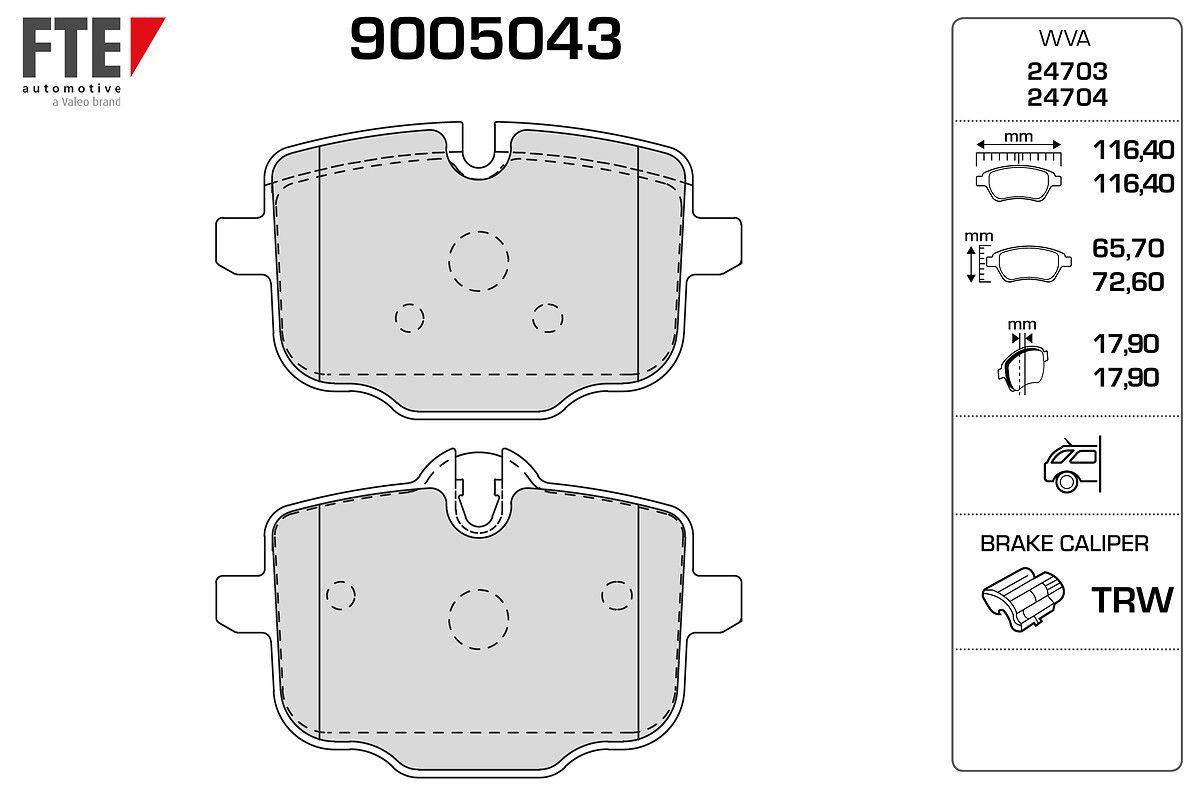 Fte 9005043 Rear Brake Pad BMW F10 F11 N53 N57 — Brake Pads