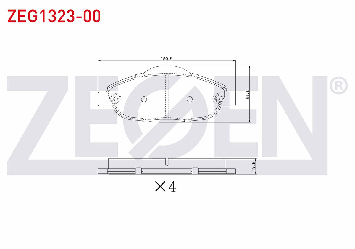 Zegen ZEG1323-00 Brake Pad Front Peugeot 308 (4A,4C) 1.6 HDi-1.6 VTI-1.6 Thp 2007-2013 / 3008 1.6 HDi-1.6 2009-/ — Brake Pads