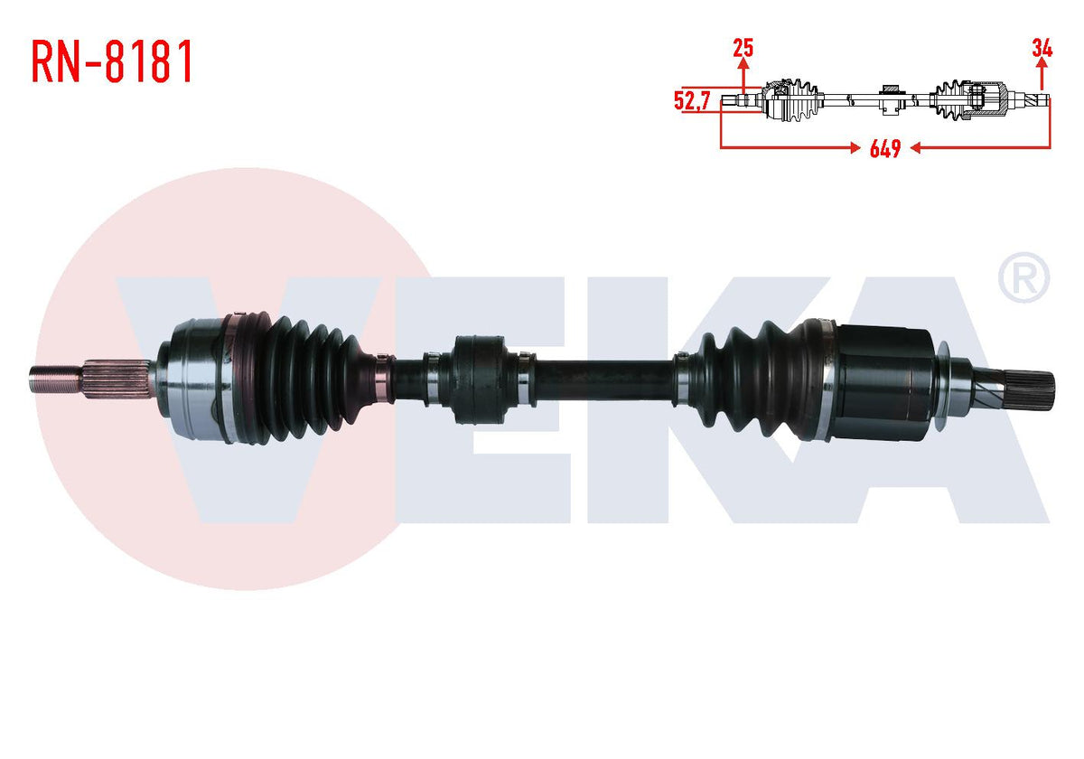 Veka RN-8181 Complete Axle Left Front Length 694mm Renault Megane IV (Bva6) 1.5 dCi (Euro 6) 6 A-T — Axles, CV Joints & Boots