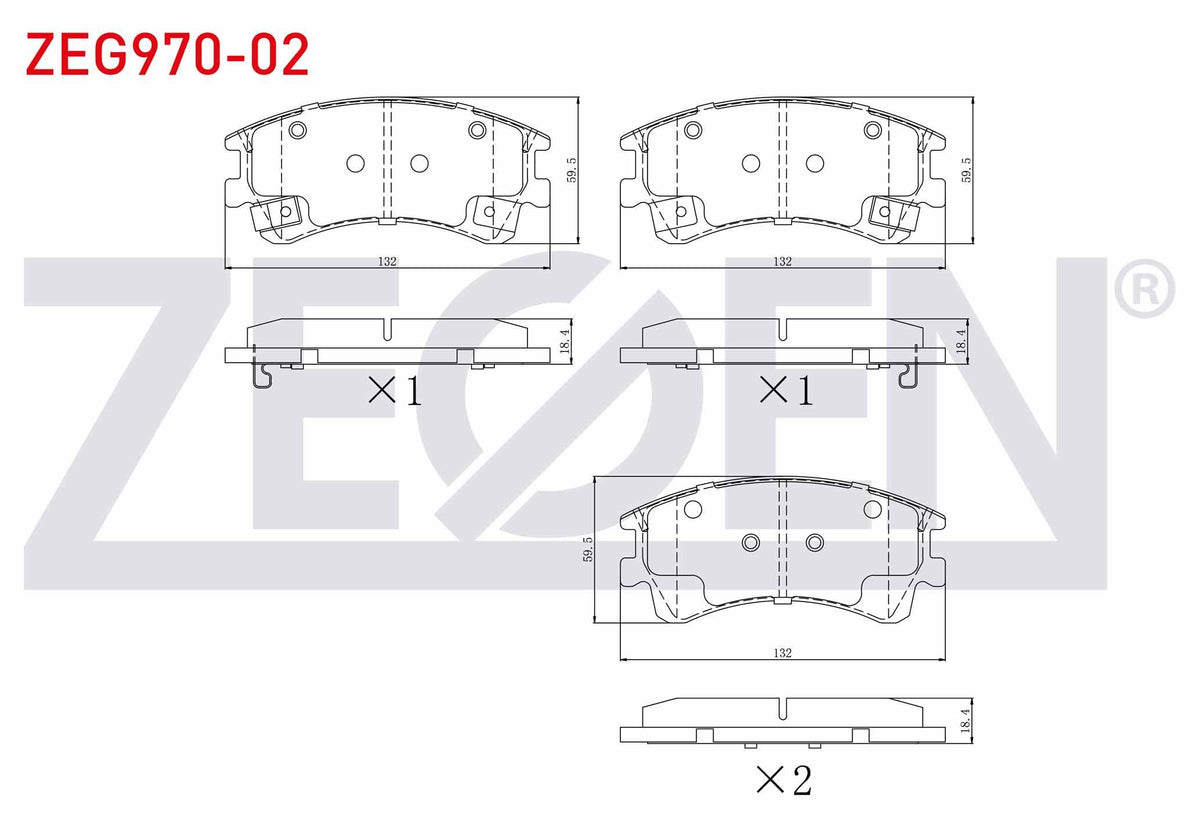 Zegen ZEG970-02 Brake Pad Front with Wear Indicator Cable Drilled Mazda 6 (Gg,Gy) 2.0i 2002-2007 / Mazda 6 (Gg — Brake Pads