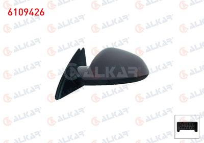 Alkar 6109426 Outer Rear View Mirror Left Electric Aspheric Heated Primed Automatic Folding with Memory 13 Pin Opel — Mirrors