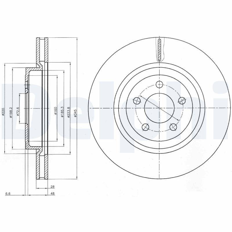 Delphi BG9050 Brake Disc (Single Pack), Drilled — Brake Rotors & Drums