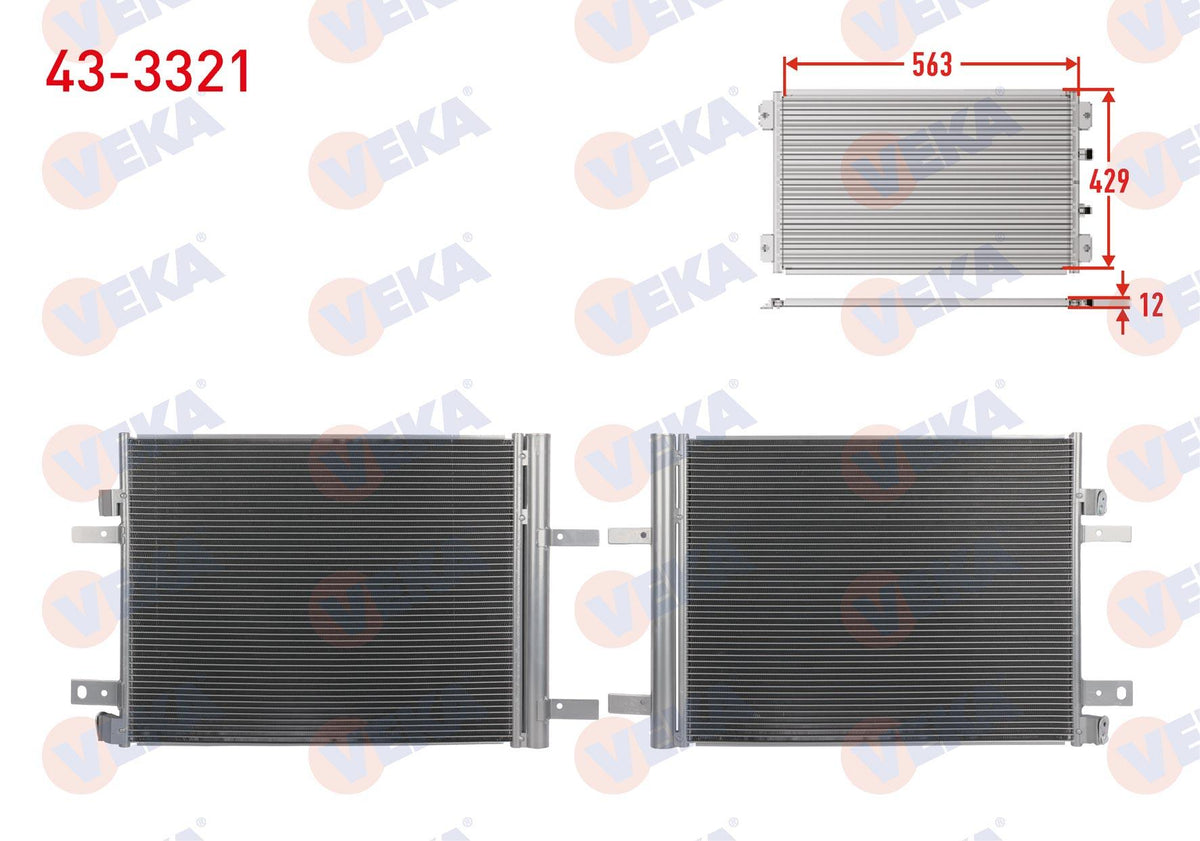 Veka 43-3321 A/C Condenser Peugeot 3008, 5008 2016-/ Citroen C5 AirCross 2018-/ 1.5 / 1.6 HDi / Op — Condensers & Evaporators