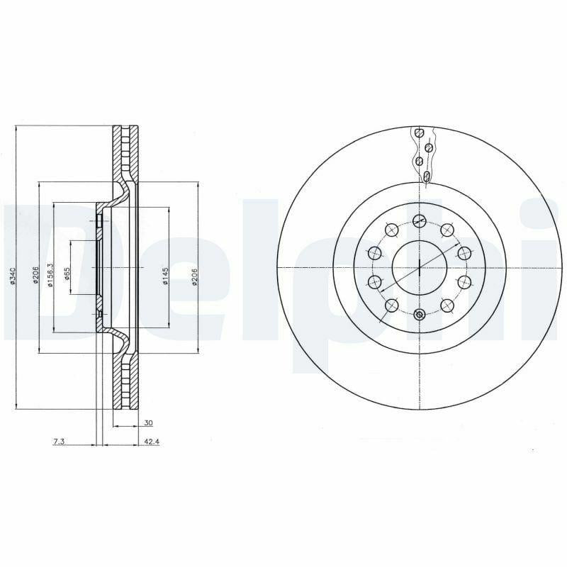 Delphi BG9109C Front Brake Disc For VW Arteon, Tiguan, Kodiaq — Brake Rotors & Drums