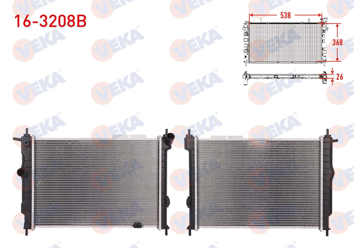 Veka 16-3208B Water Radiator Brazing Opel Astra F 1.7 D M-T 1991-1998 — Radiators & Fans