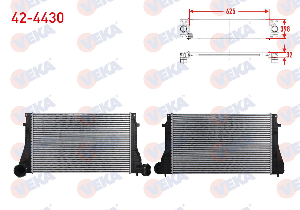 Veka 42-4430 Turbo Radiator (Intercooler) Seat Leon 1.9 TDI 150 Hp 1999-2006 — Radiators & Fans