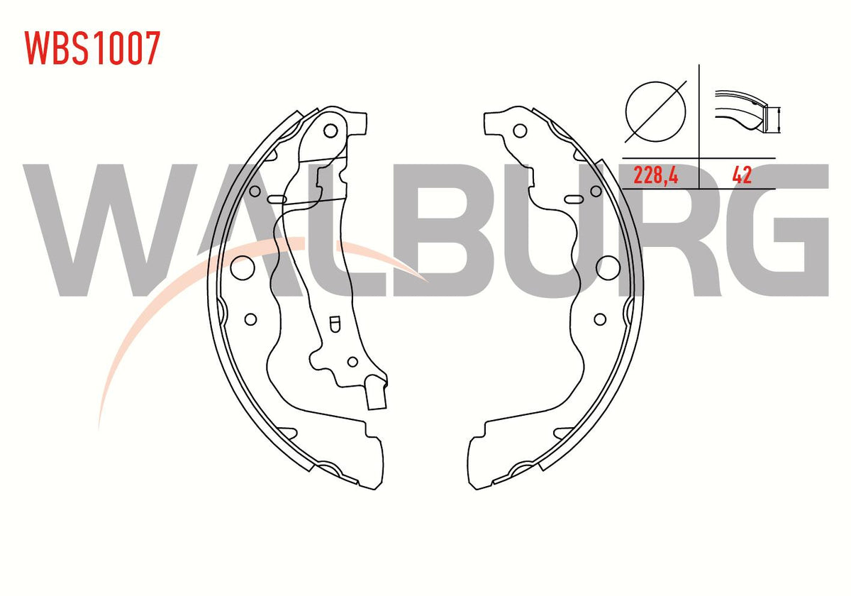 WALBURG WBS1007 Brake Shoe Rear Renault Clio IV 1.5 dCi with Lever 228 — Brake Cables & Hardware