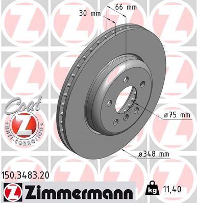 Zimmermann 150.3483.20 Brake Disc Front BMW F10 F11 F18 F06 F12 F13 — Brake Rotors & Drums