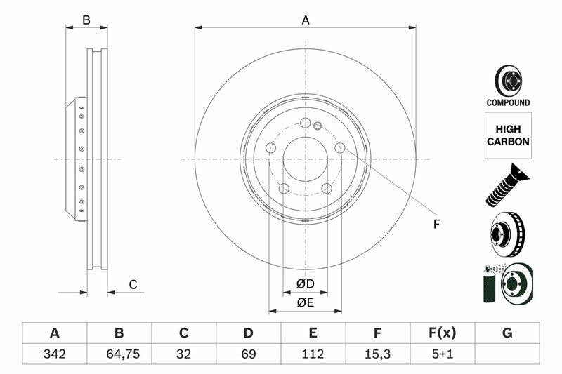 BOSCH 0986479G35 Disc Brake — Brake Rotors & Drums