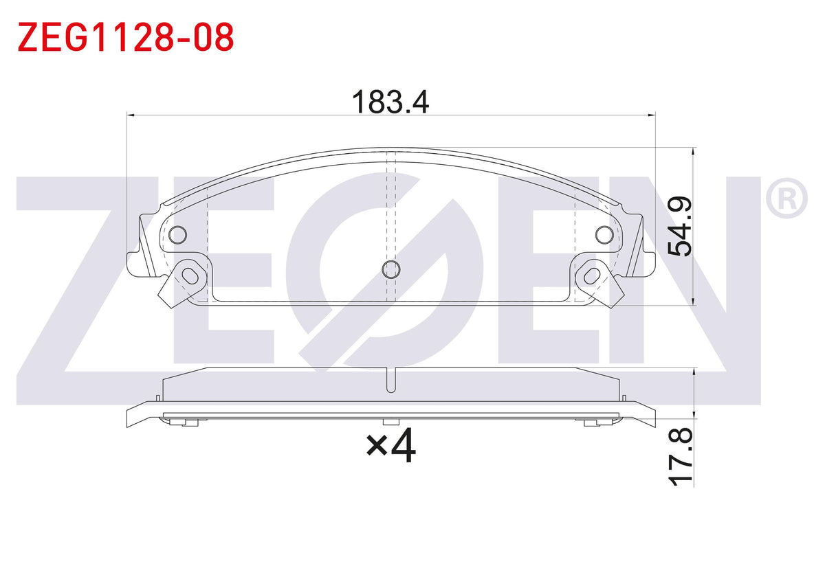 Zegen ZEG1128-08 Brake Pad Front with Wear Indicator Chrysler 300C 2004-/ Lancia Thema (Lx) 3.0 2011-2014 / Dodg — Brake Pads