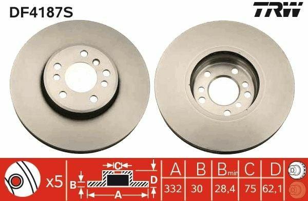 trw df4187s brake disc for bmw x3 and x5, trw front ventilated brake disc specifications TRW DF4187S Brake Disc - Front Disc for BMW X3 and X5 | 332 mm TRW Brake Disc for BMW X3 and X5 | Front Disc trw, brake-disc, bmw, x3, x5, automotive-parts, car-maintenance, mechanics, ventilated-disks, ai-generated