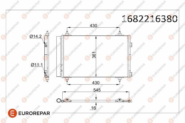 Eurorepar 1682216380 Psa / Erp A/C Condenser 307 Partner 308 Berlingo C4 — Condensers & Evaporators