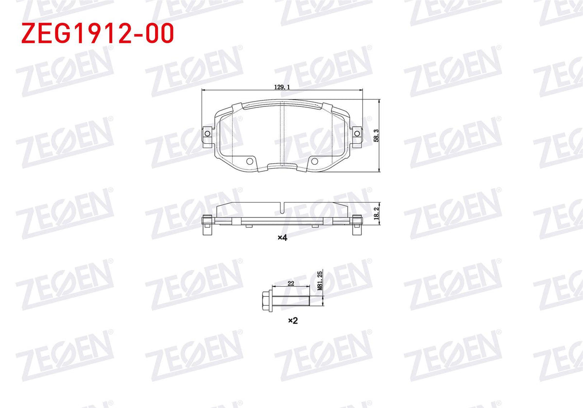 Zegen ZEG1912-00 Brake Pad Front with Wear Indicator Renault Megane IV (B9a / M_) 1.5 dCi 2016-/ Megane IV (B9a — Brake Pads