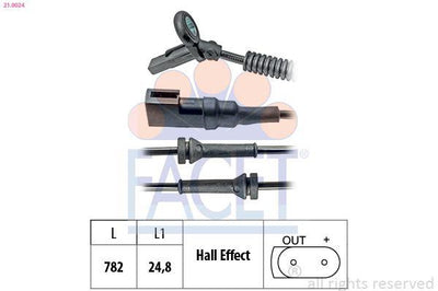 Facet 21.0024 On ABS Speed Sensor (Right / Left) Fiesta 01 08 — Vehicle Sensors & Switches
