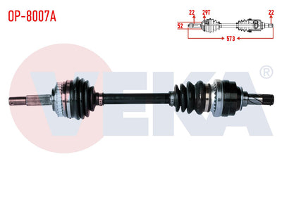 Veka OP-8007A Complete Axle Left Front Opel Corsa B 1.2i 16V with ABS 29 Outer Length 573mm 1993-2 — Axles, CV Joints & Boots