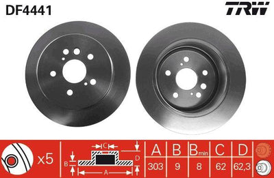 TRW DF4441 Disc Rear Toyota Rav4 1.8-2.0 Chery Tiggo 07 | 1 Piece