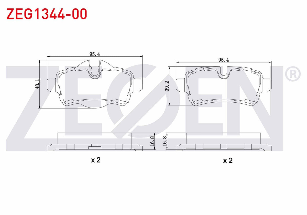 Zegen ZEG1344-00 Brake Pad Rear Mini Clubman (R55) 1.6 D 2007-/ 1.6 D 2007-/ Mini Cooper (R56) 1.6i 2006-2013 / — Brake Pads