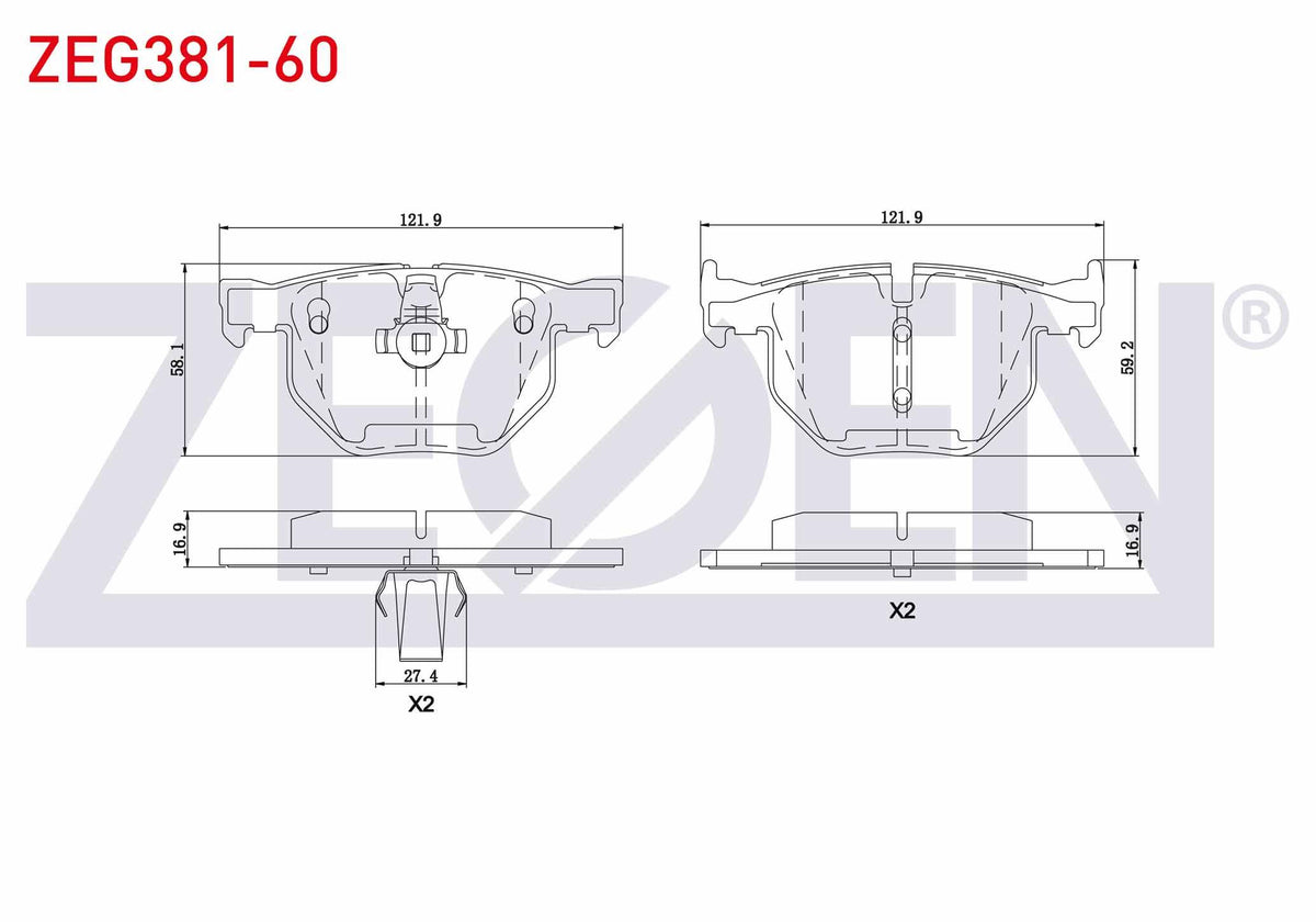 Zegen ZEG381-60 Brake Pad Rear BMW 5 Series (E60) 525 i 2003-2010 / (E60) 520 D 2003-2010 / (E60) 520 i 2003-201 — Brake Pads