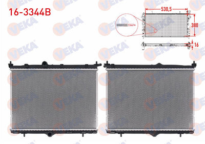 Veka 16-3344B Water Radiator Brazing 1.2 Puretech-1.5 BlueHDi Peugeot 2008 2015-/ 208 2018-/ Citroen C4 II — Radiators & Fans