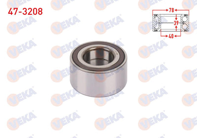Veka 47-3208 Front Wheel Bearing Left-Right ABS li 40X78x39 Opel Corsa F 1.2-1.5 D 2019-/ Peugeot 2008 II-20 — Wheel Bearings