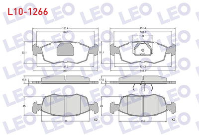 LEO L10-1266 Brake Pad Front with Connector Fiat Doblo (119 — Brake Pads