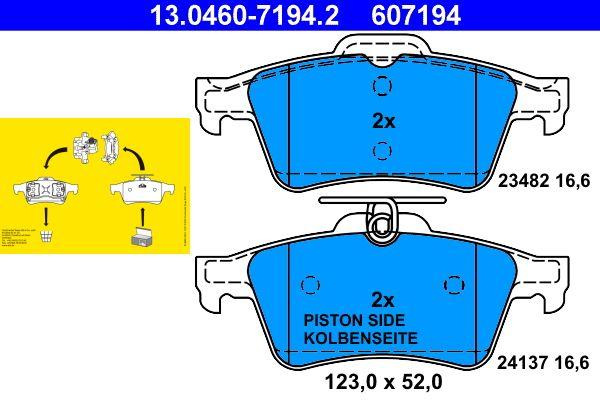 ATE 13.0460-7194.2 Brake Pad Rear Laguna II/III Latitude Espace 508 C5 Vectra C Focus II/III Kuga Mazda 3/5 — Brake Pads
