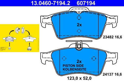 ATE 13.0460-7194.2 Brake Pad Rear Laguna II/III Latitude Espace 508 C5 Vectra C Focus II/III Kuga Mazda 3/5 — Brake Pads