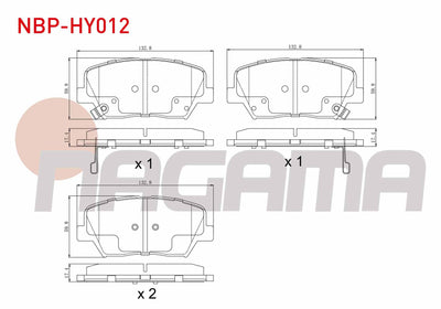 NAGAMA NBP-HY012 Brake Pad Front with Wear Indicator Hyundai Elantra 1.6 D-Cvvt 2011-2015 / Kia Cerato 1.6 CRDi 2016-/ Kia Cerato 1.6 MPI 2016
