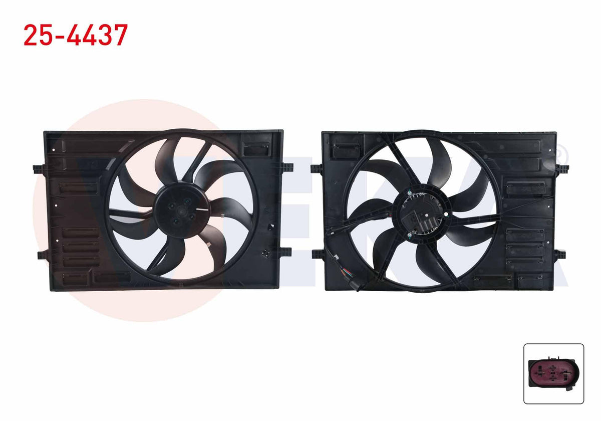 Veka 25-4437 Fan Motor with Shroud Single Fan Outer Diameter 438mm Golf VII 1.4 TSI-1.6 TDI 12-/ P — Motors, Pumps & Antennas