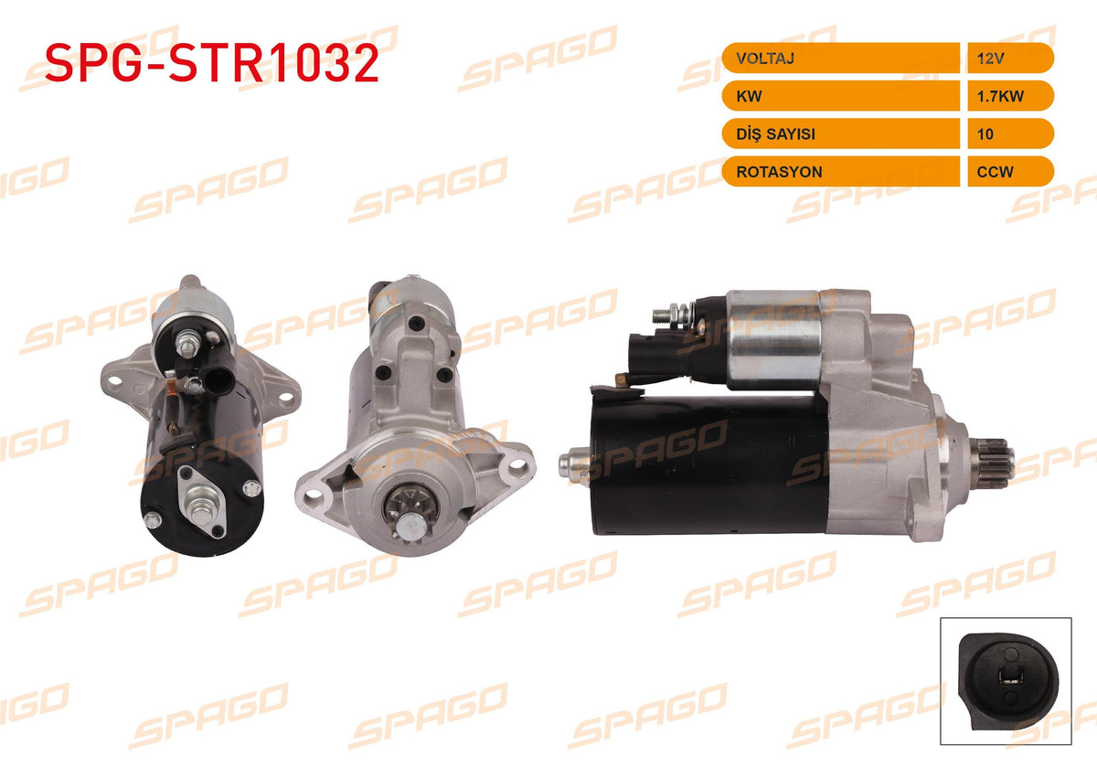 SPAGO SPG-STR1032 Starter Motor 12V 1.7Kw 10 Outer Ccw (Str6562) Passat B6-Golf V VI-Jetta III (1.9 2.0 — Starting & Charging