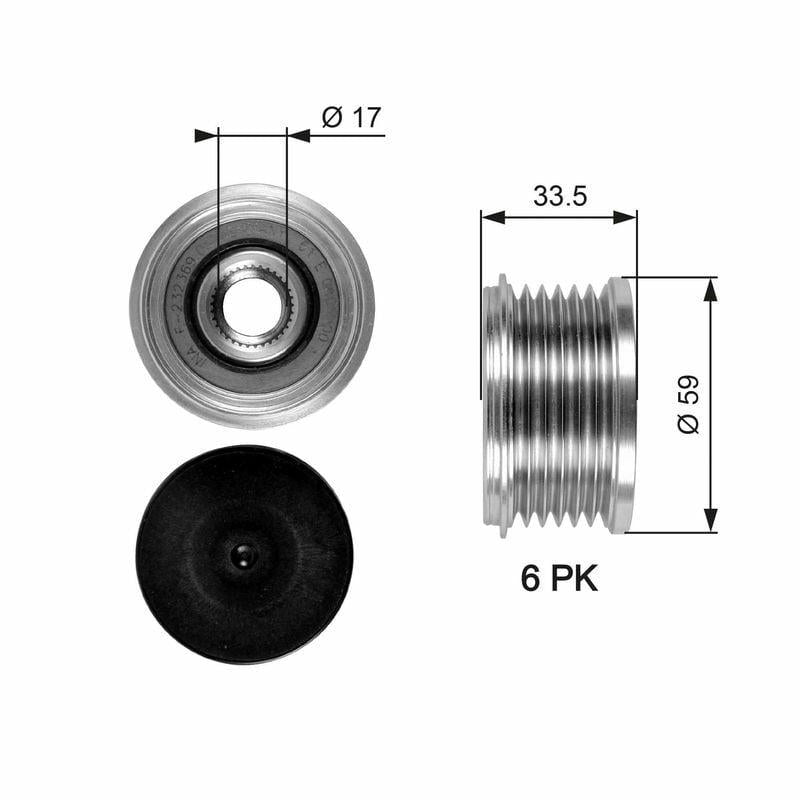 GATES Alternator Pulley OAP7080 - Durable Pulley for 2.0 HDi Engines — Starting & Charging
