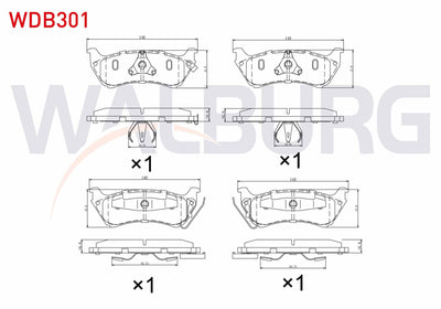 WALBURG WDB301 Brake Pad Rear with Wear Indicator Mercedes M Class (W163) Ml 320 1998-2005 / M Class (W163) Ml 2 — Brake Pads