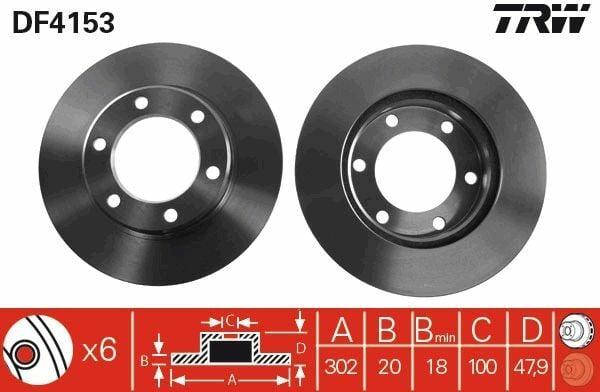 TRW Front Brake Disc DF4153 - Ventilated, 302 mm — Brake Rotors & Drums